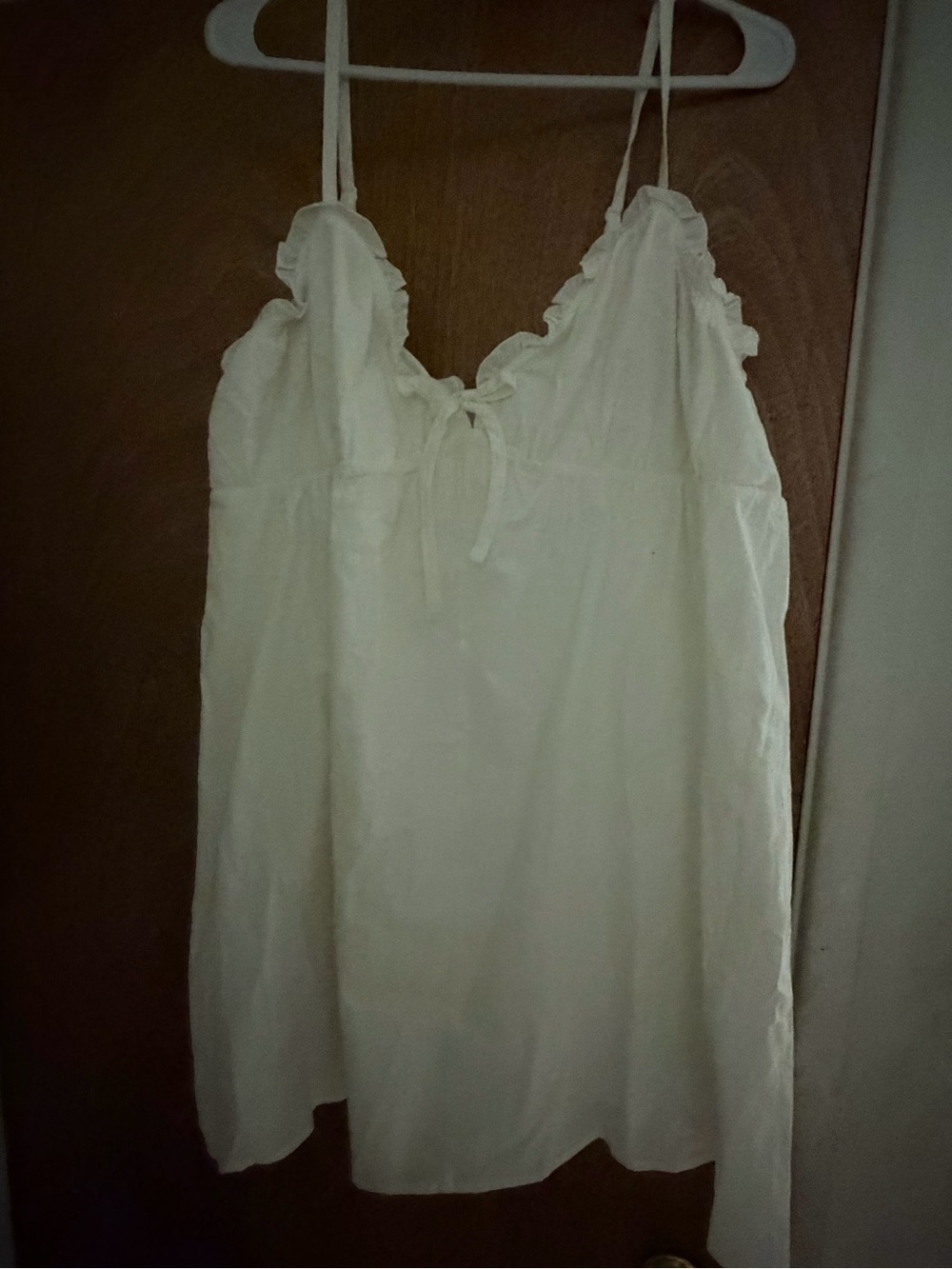 No Boundaries Cream Ruffle-Trim Mini Slip Dress